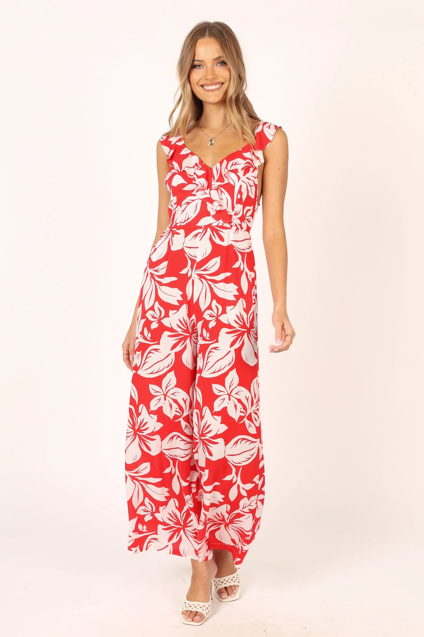 Parker Frill Jumpsuit Red