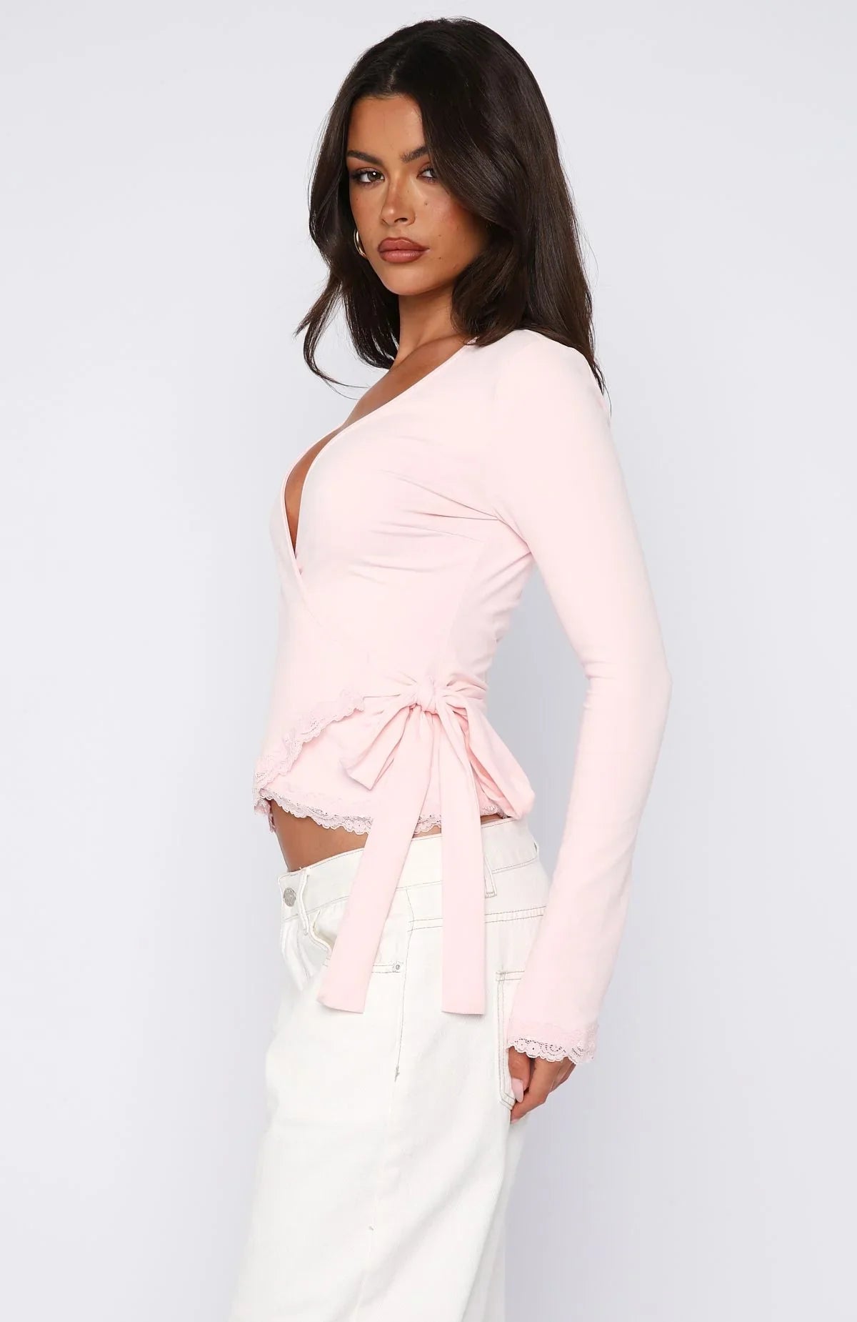 Cater To You Long Sleeve Top Baby Pink