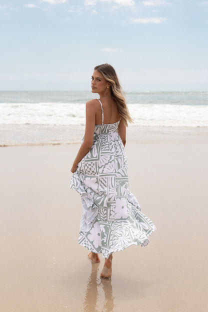 Kelsie Midi Dress Sage Print