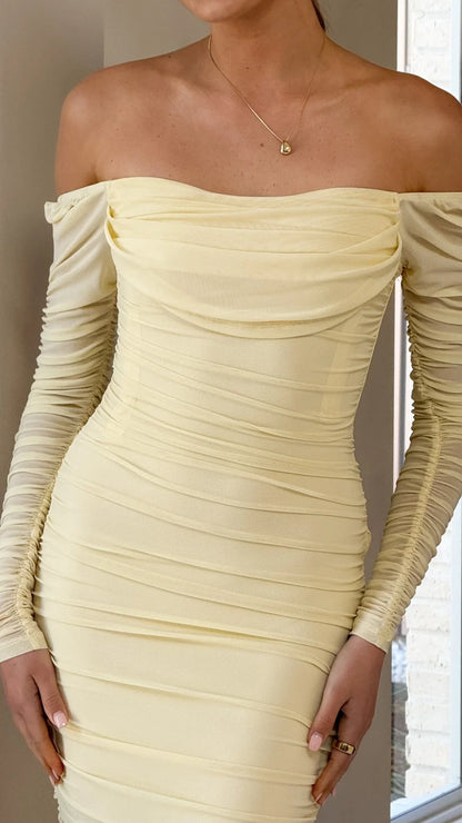 Kylie Maxi Dress Long Sleeve Yellow