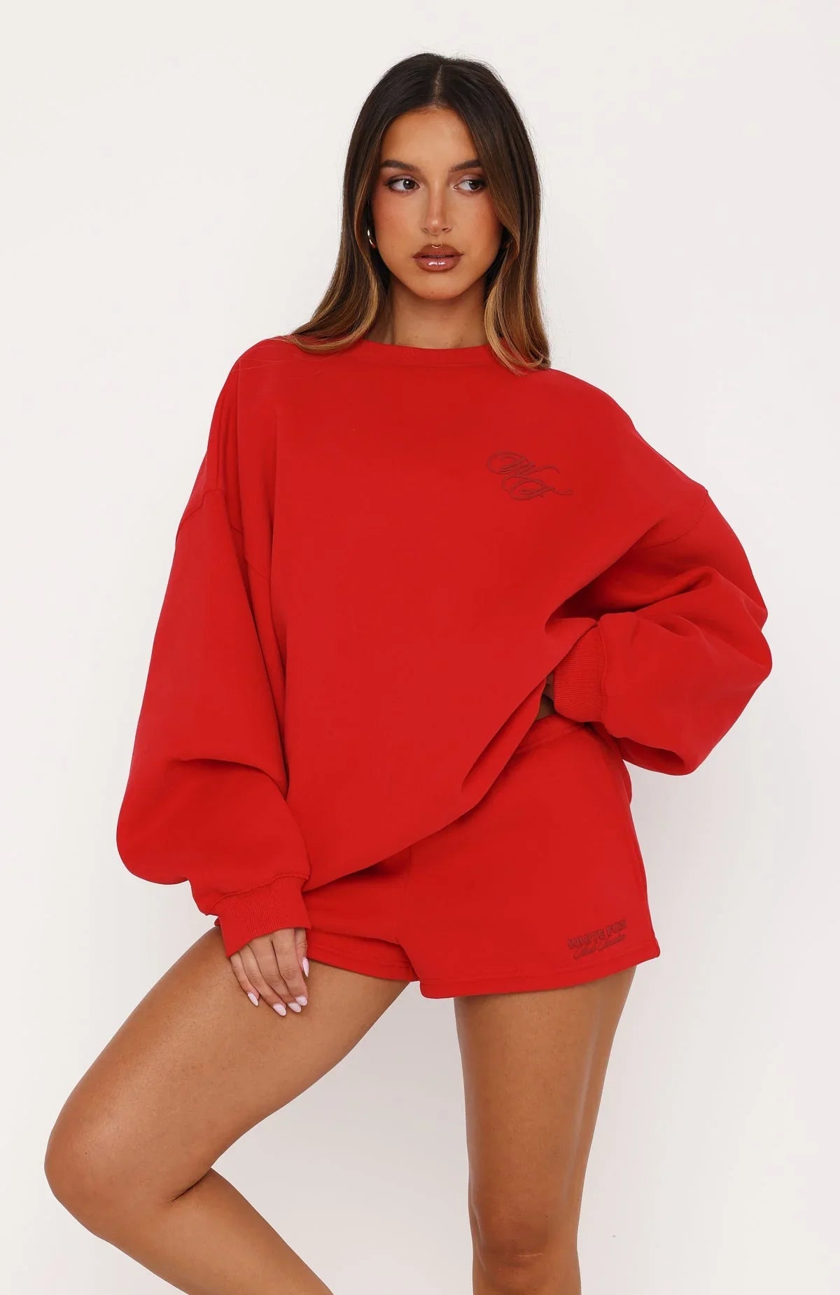 Studio 17 Raven Oversized Drop Shoulder Sweater Red