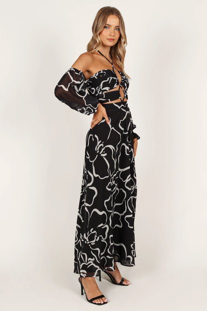 Karma Maxi Dress White Black Floral