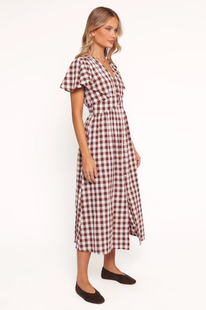 Robinson Maxi Dress Brown Gingham