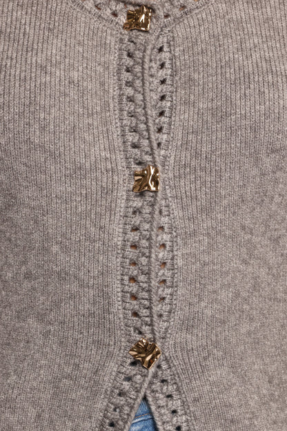Quay Button Front Cardigan Heather Grey