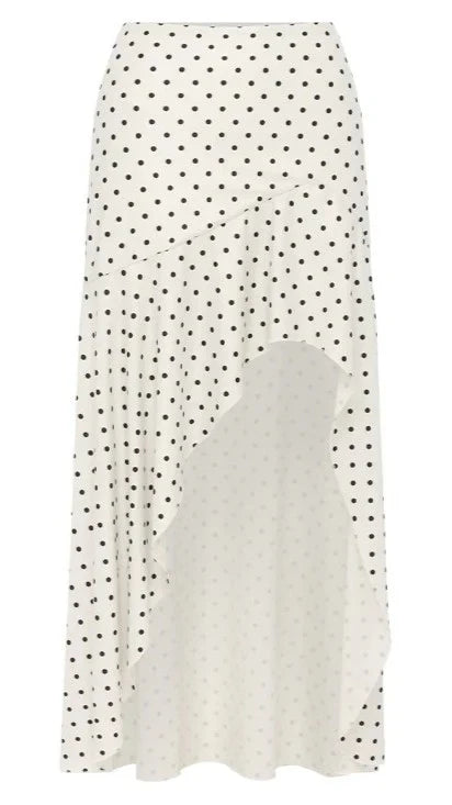Melody Flounce Midi Skirt Cream Black Polka