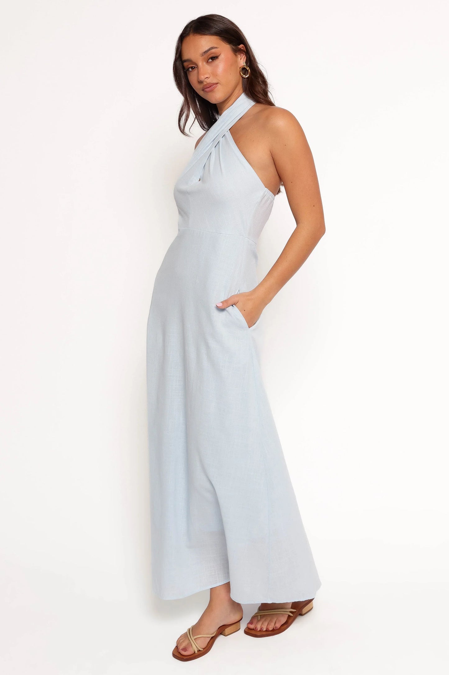 Betsy Halterneck Maxi Dress Pale Blue