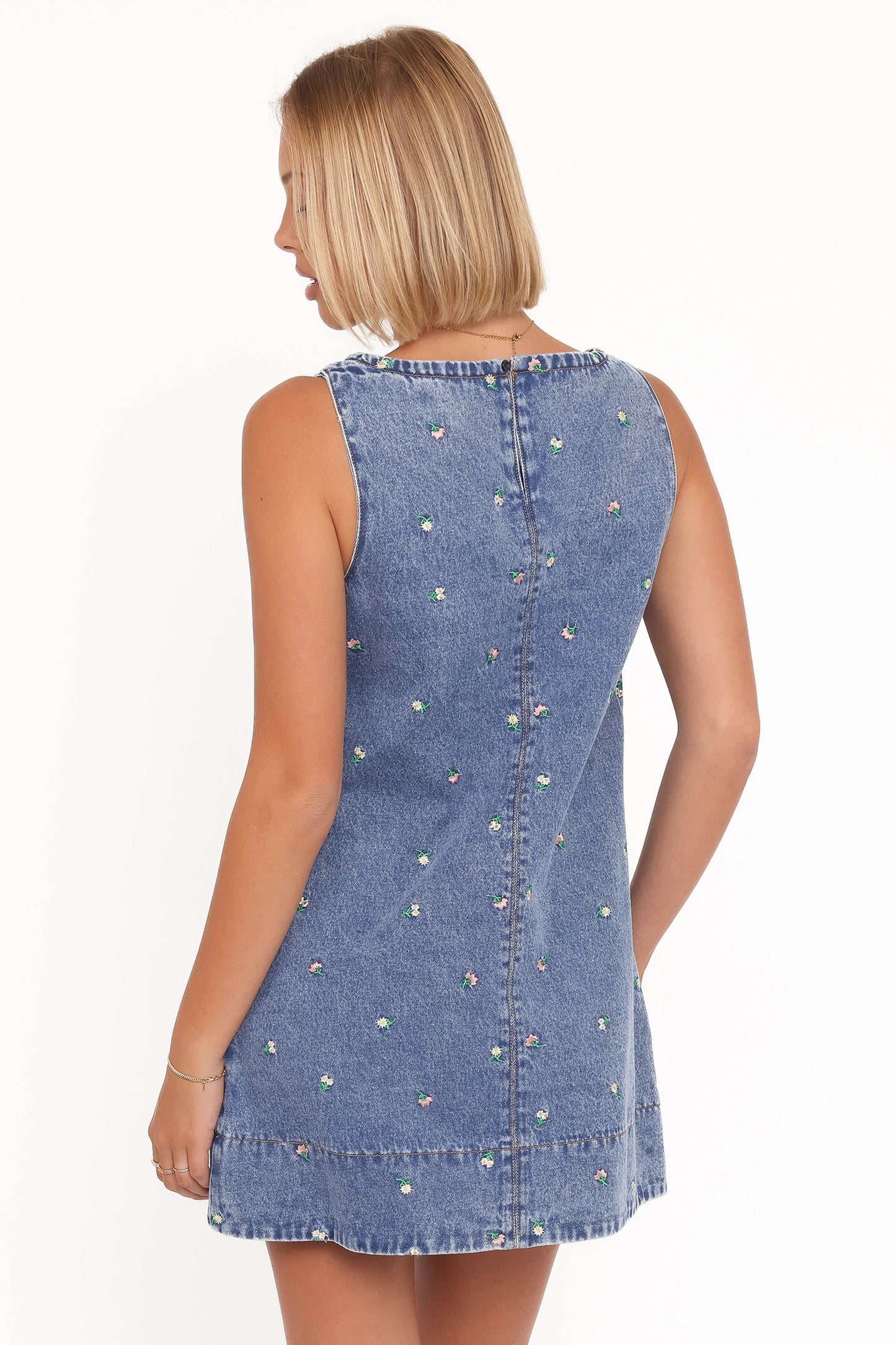 Azen Mini Dress Embroidered Denim