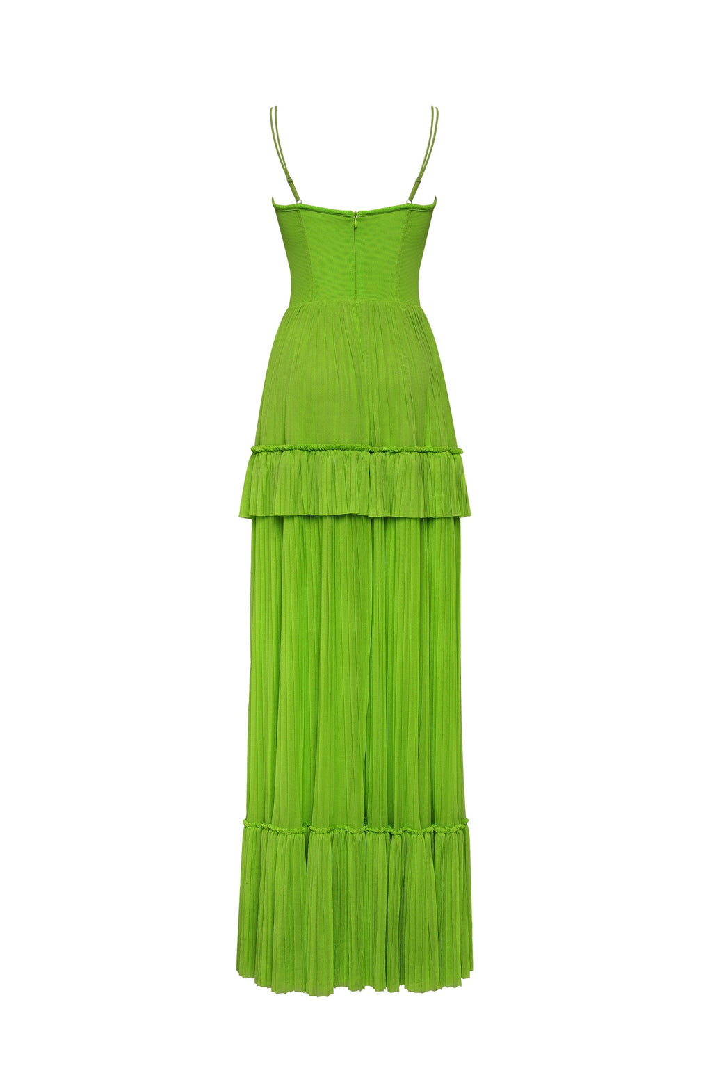 Green spaghetti strap pleated maxi dress Garden of Eden