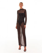 Crystal embellished striking maxi dress
