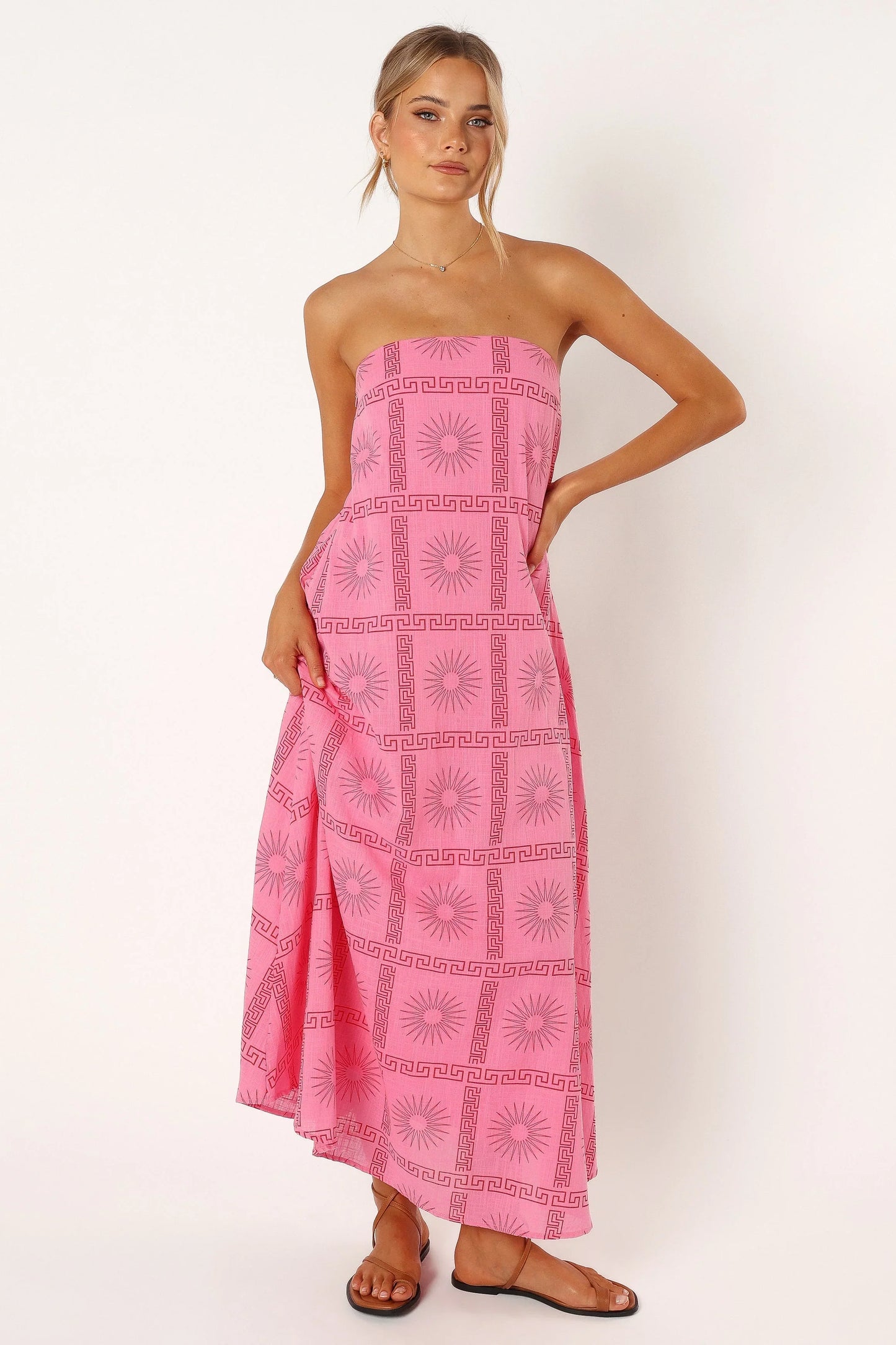 Soph Strapless Maxi Dress Pink Red