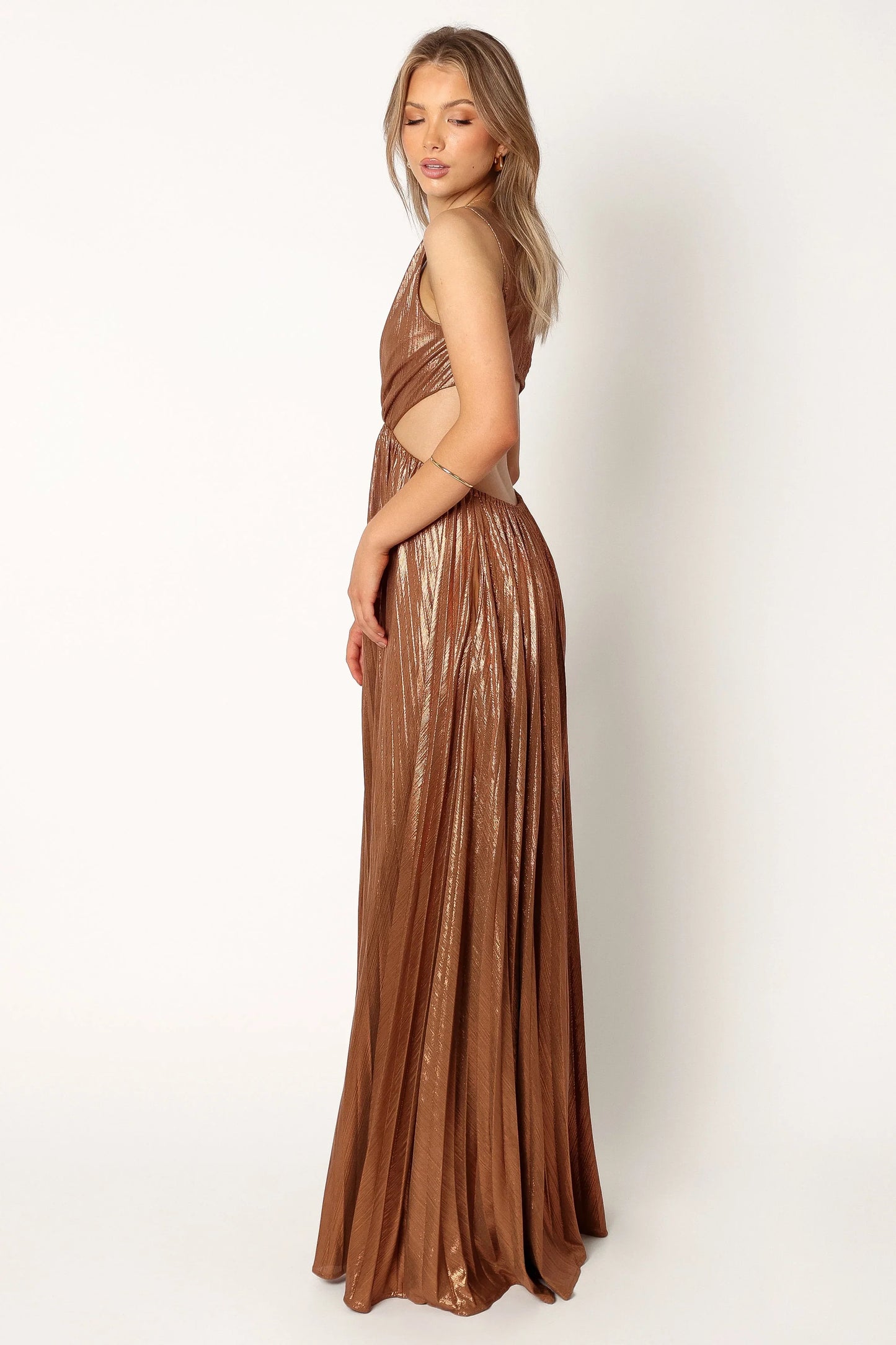 Shania Pleated Maxi Dress Bronze