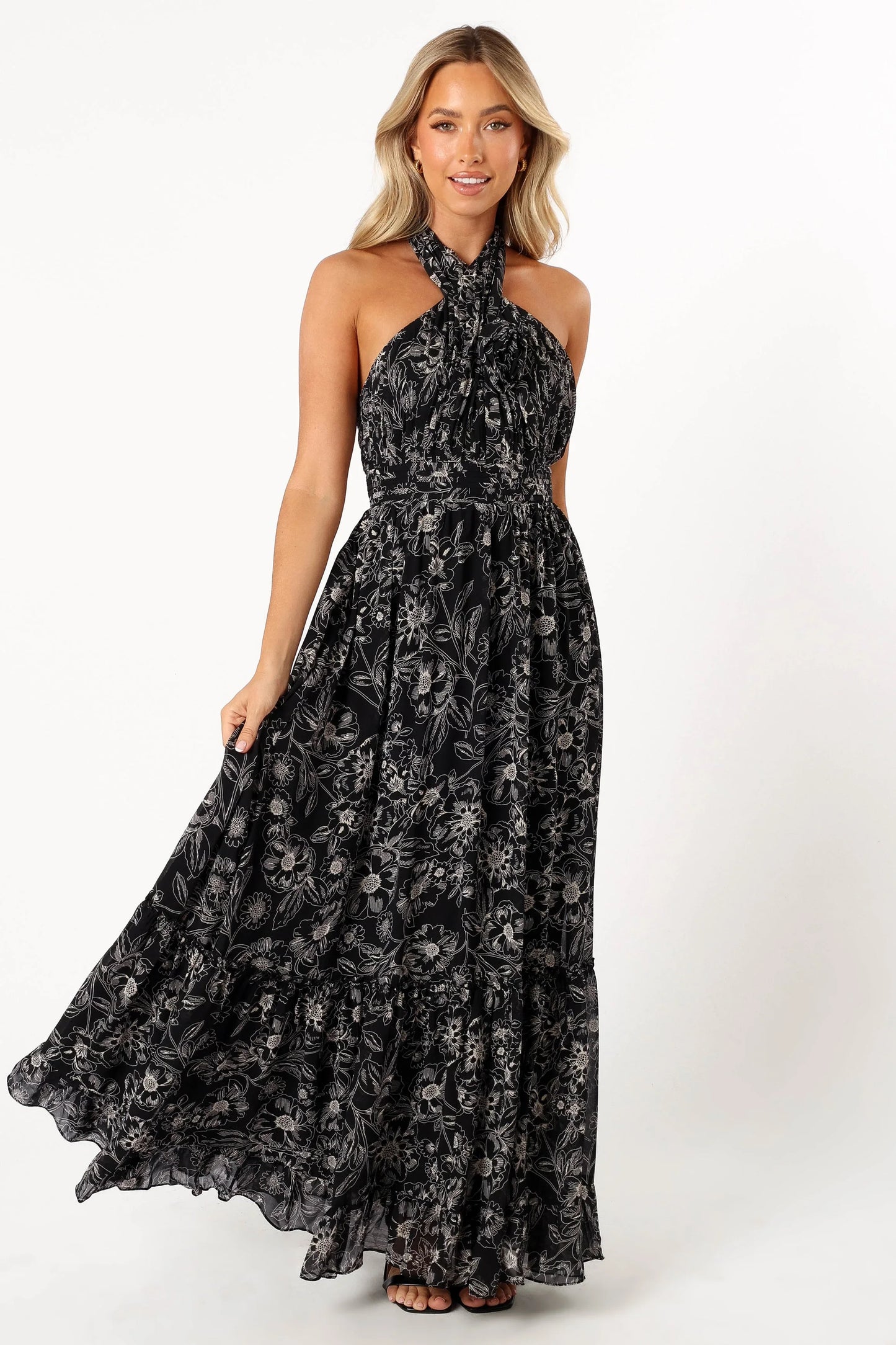 Lennon Halterneck Maxi Dress Black Floral