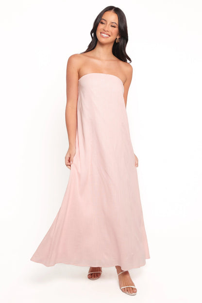 Bethany Strapless Midi Dress Rosewater