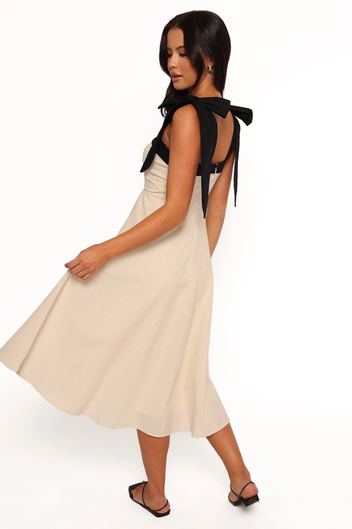 Olinda Midi Dress Oatmeal Black