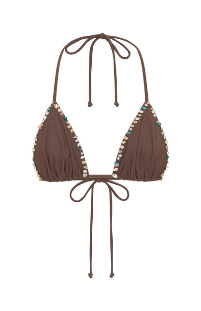 Isla Beaded Bikini Top Toasted Coconut