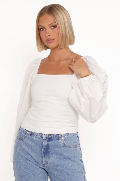 Angelica Long Sleeve Top White