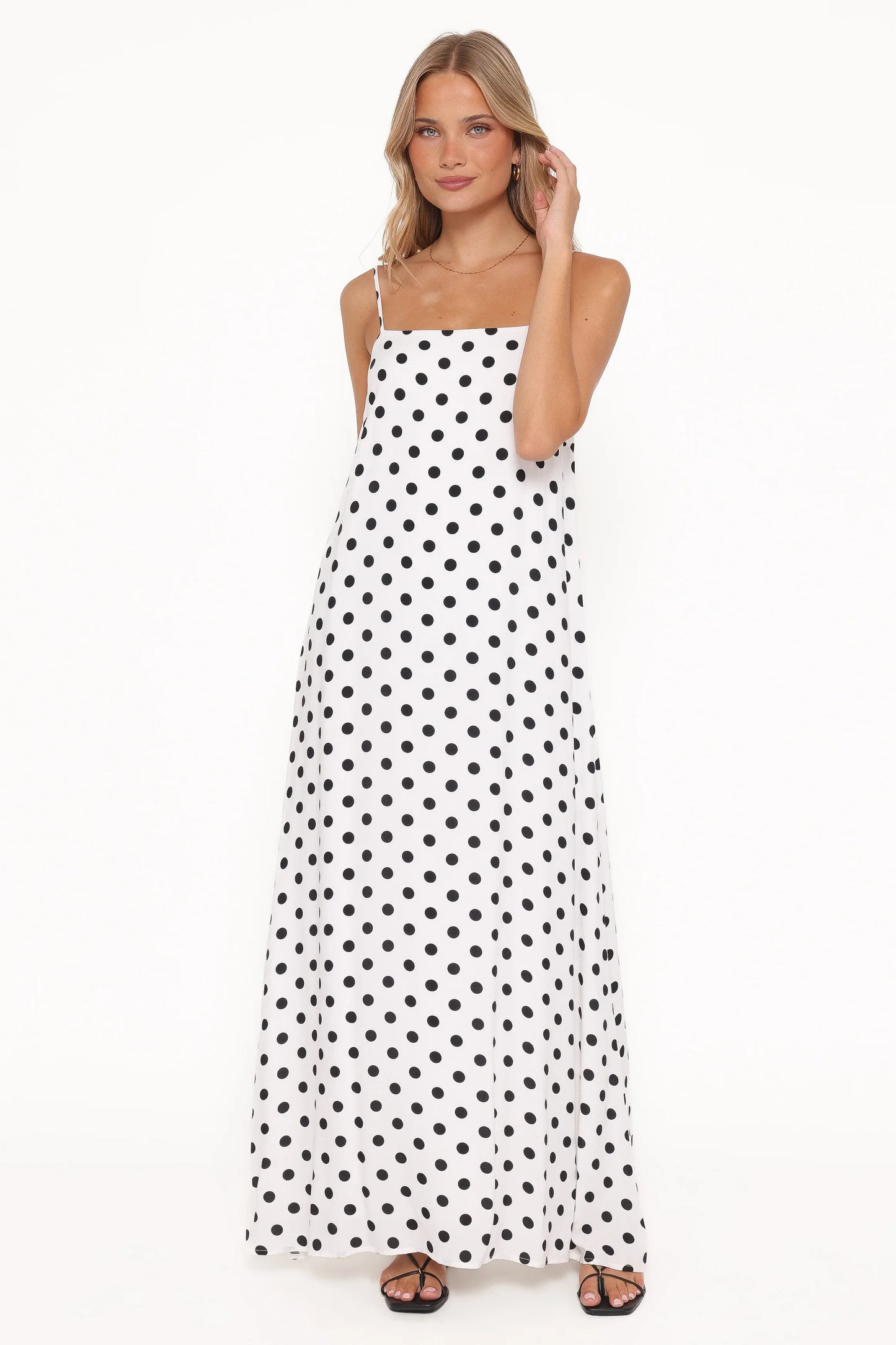 Virgo Maxi Dress White Polka Dot