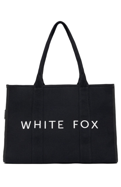 White Fox Tote Bag Black