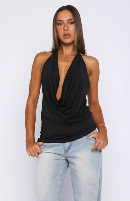 Caught You Looking Halter Top Black
