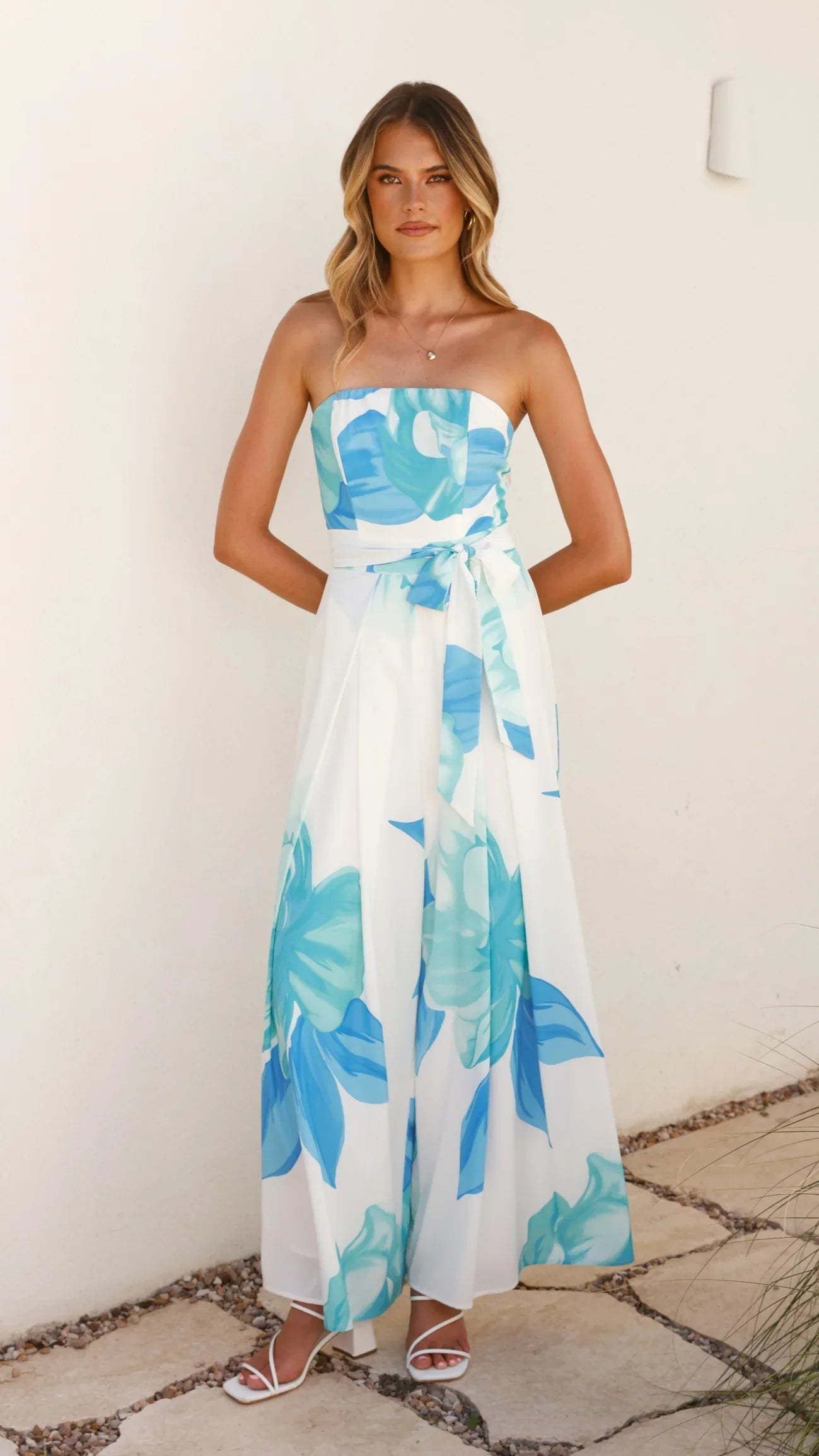 Maisy Strapless Jumpsuit Blue Teal