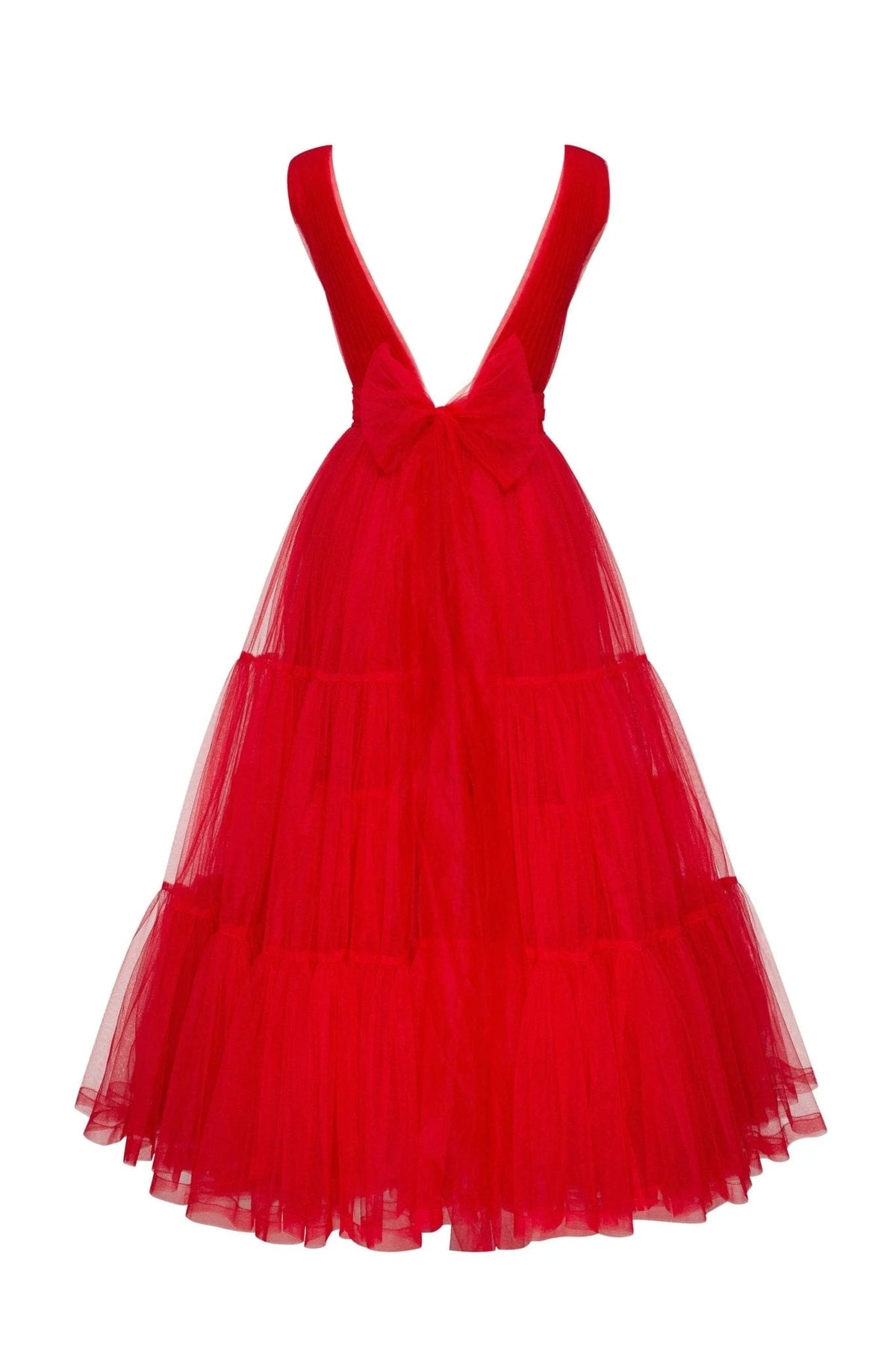 Red Tender midi plunging neckline cut out dress