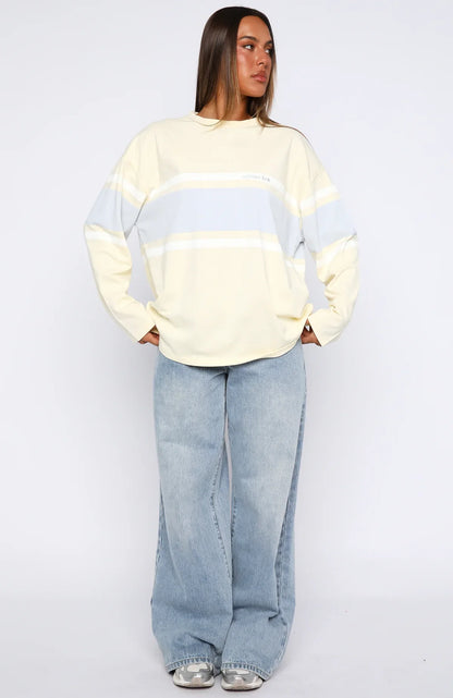 Bad Timing Oversized Long Sleeve Tee Lemon