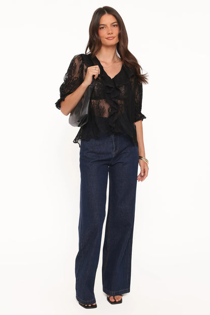 Adhanna Lace Top Black