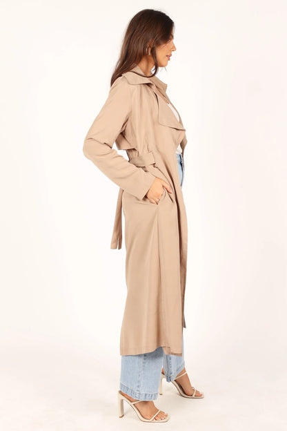 Robyn Tie Front Trench Coat Beige