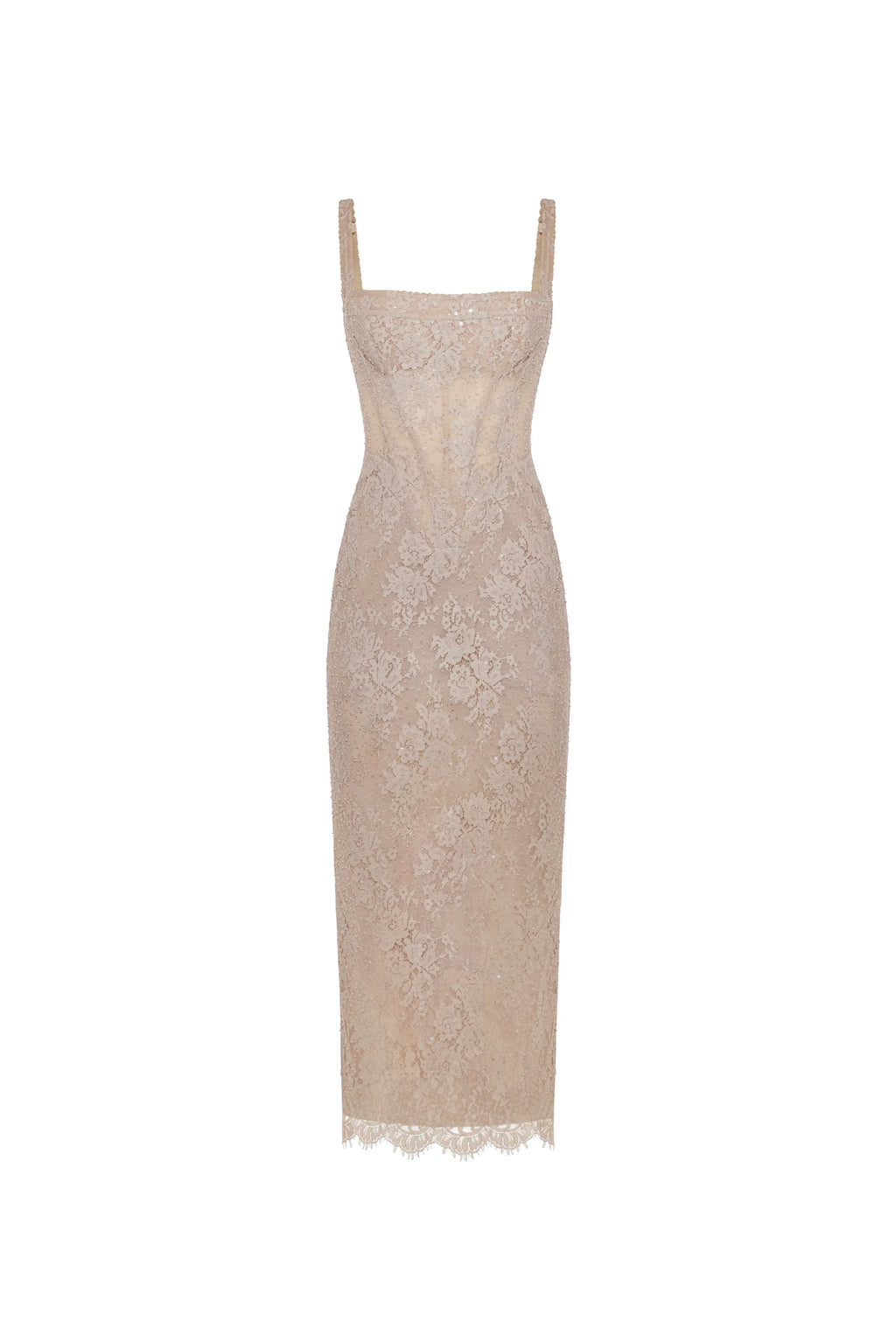 Beige sequinned maxi dress