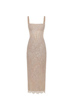 Beige sequinned maxi dress