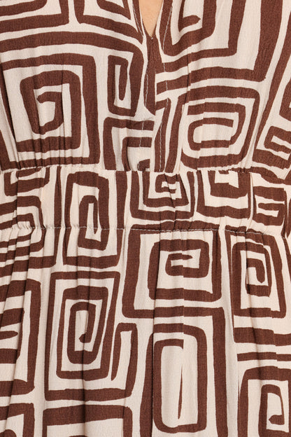 Solange Maxi Dress Chocolate Brown Print