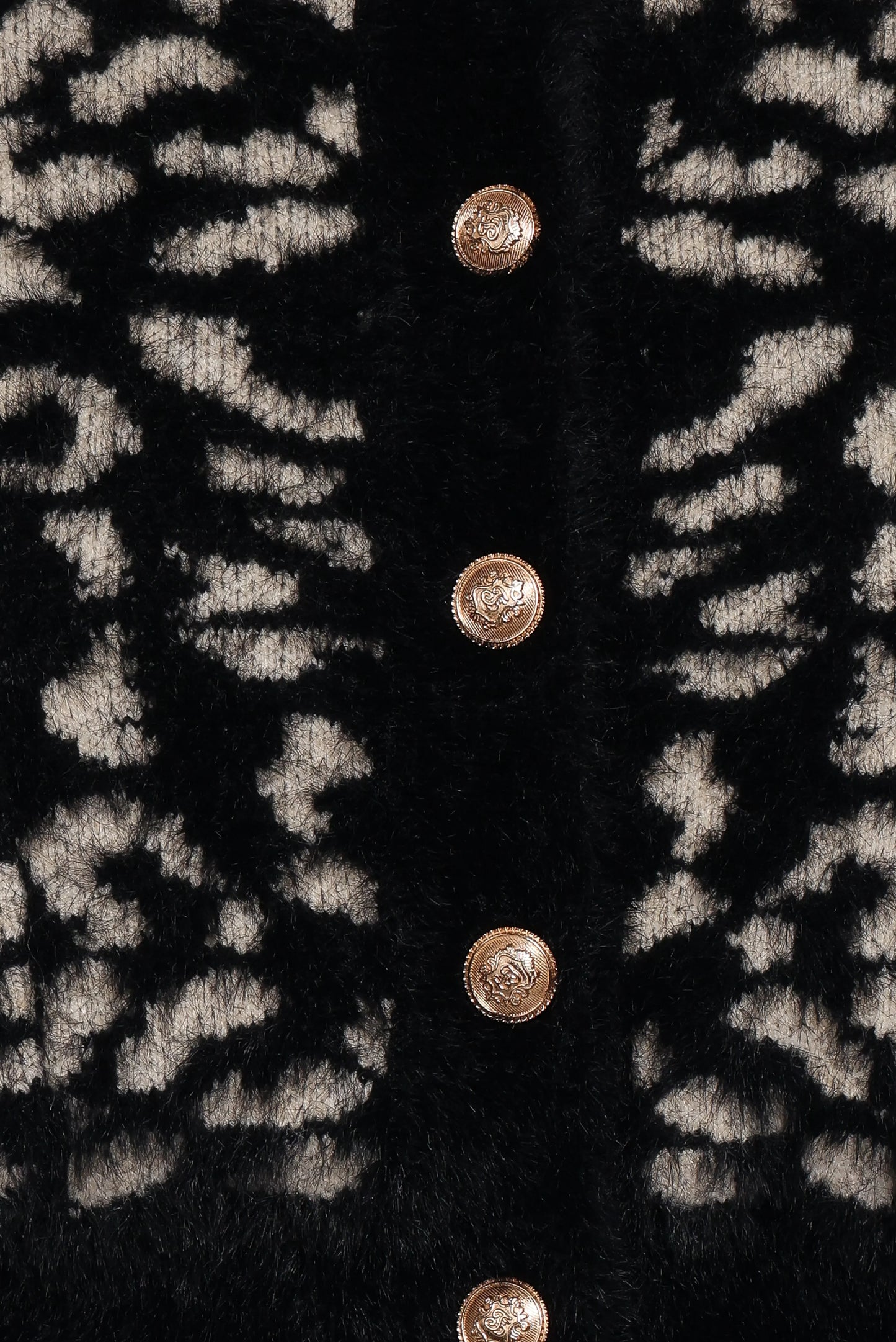 Tyra Animal Print Faux Mohair Cardigan Black
