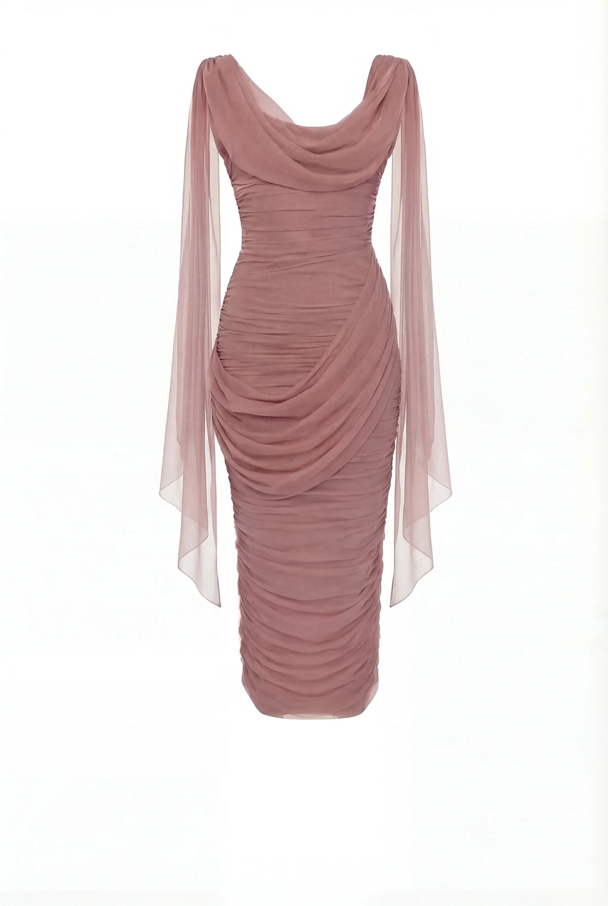 Midi Dress in Italian Mesh with Draping