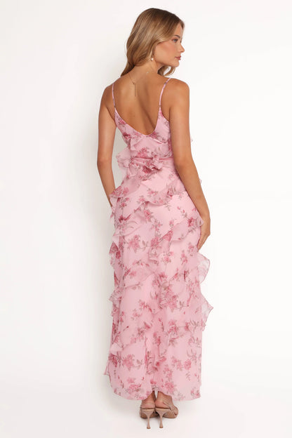 Ciao Ruffles Maxi Dress Pink Floral