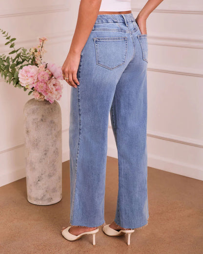 Feldah Stretch Mid Rise Wide Leg Jeans