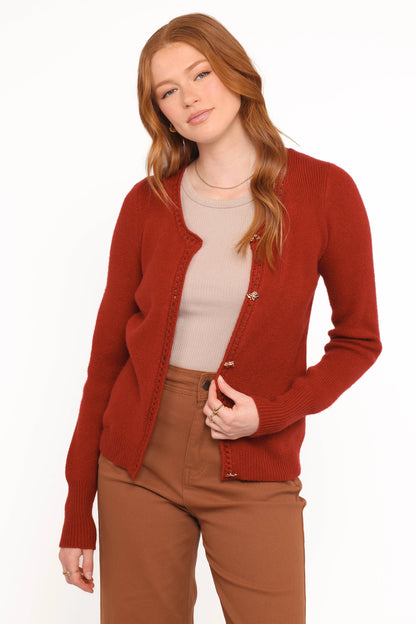 Quay Button Front Cardigan Red