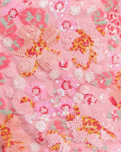 Spring Breeze Floral Sequin Mini Shorts