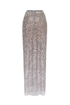 Showstopper fully sequined silver fitted maxi skirt Midnight Walk
