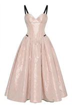 Misty Rose Corset Midi Dress with Contrast Details