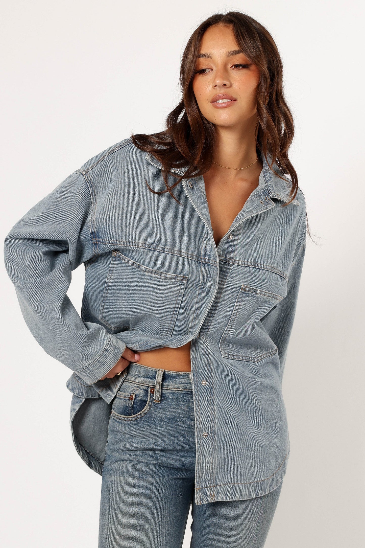 Cassie Oversized Denim Shacket Blue