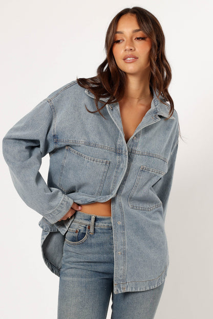 Cassie Oversized Denim Shacket Blue