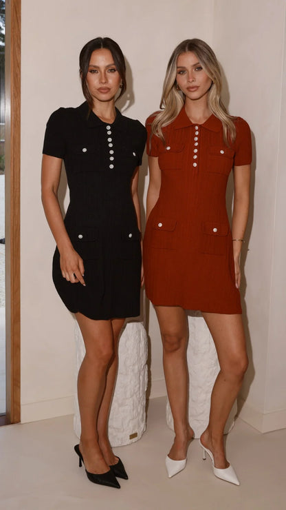 Taylah Collared Mini Dress Maroon