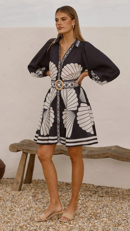 Mariel Long Sleeve Mini Dress Black