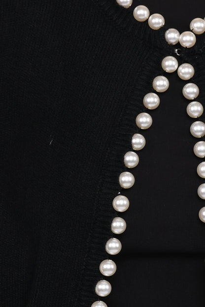 Bloom Pearl Knit Cardigan Black
