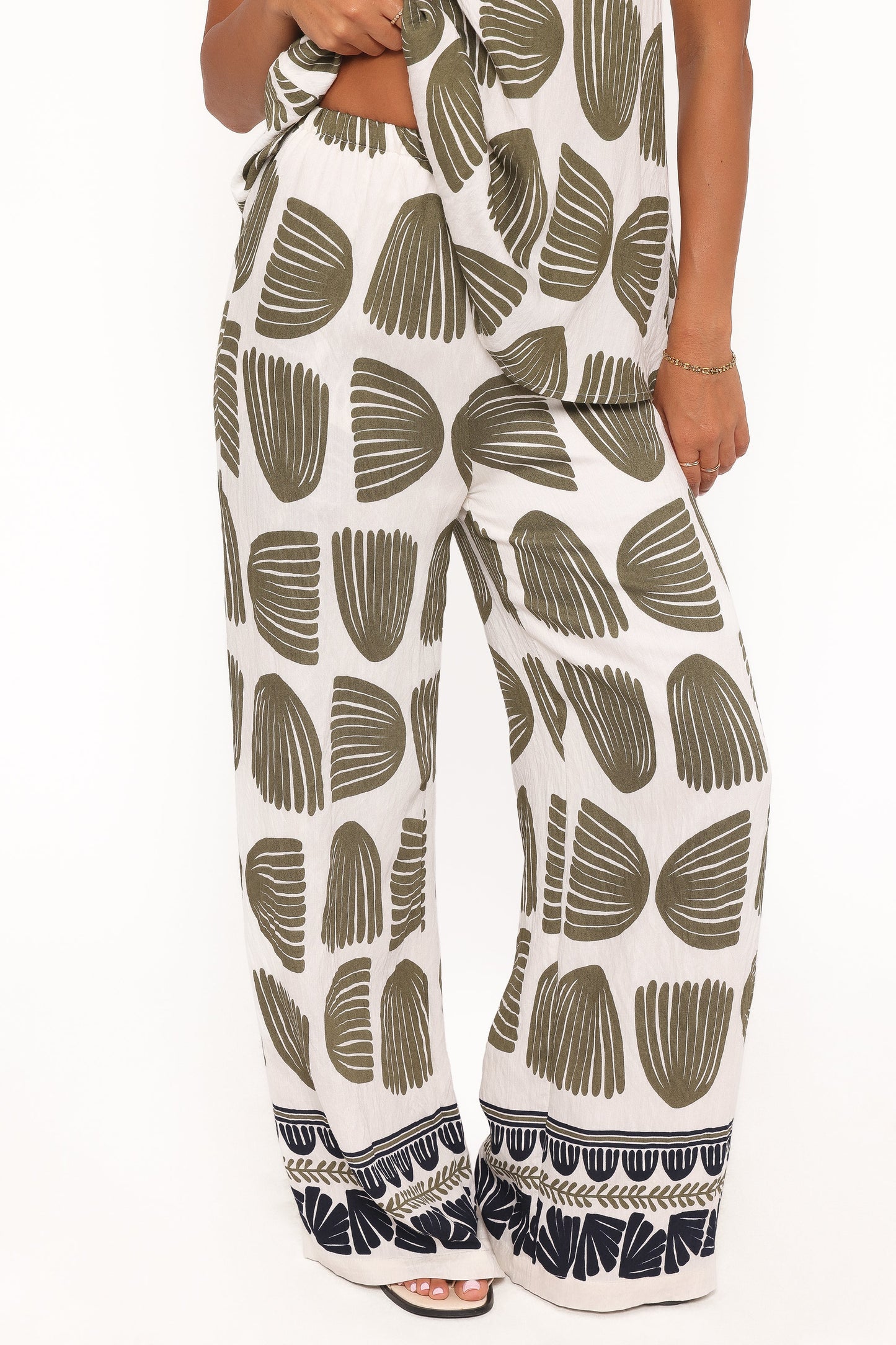 Brianna Pant Set Green Palm Print