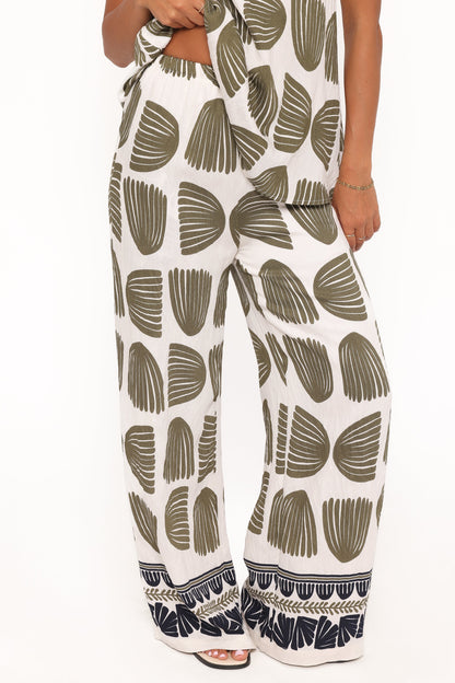Brianna Pant Set Green Palm Print
