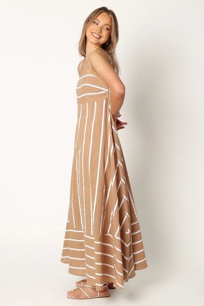 Brea Maxi Dress Tan Stripe