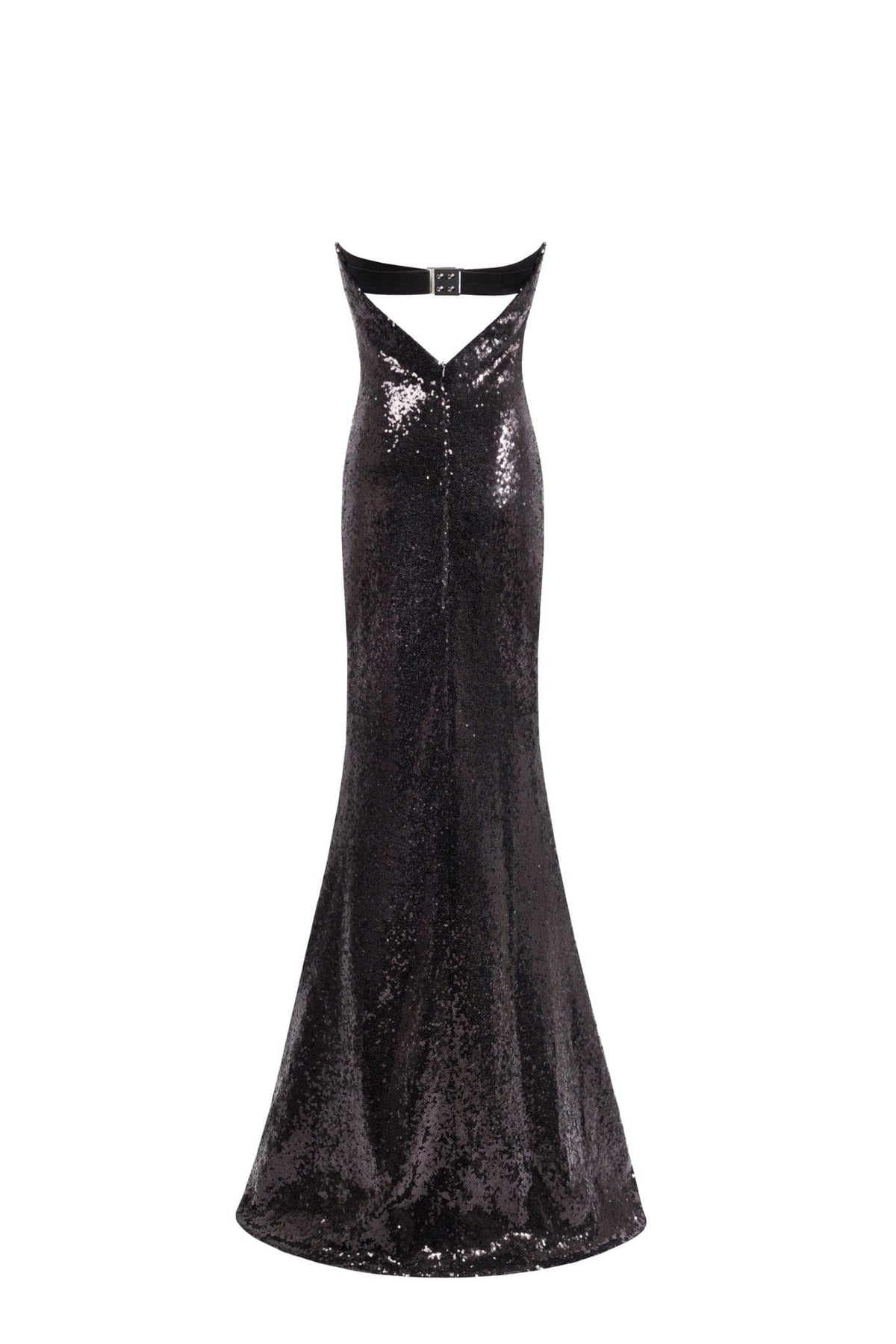 Sequined strapless maxi dress in black