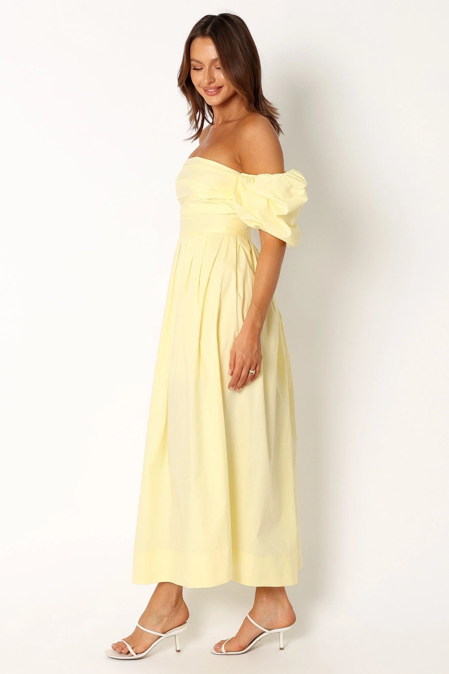 Solana Off Shoulder Midi Dress Yellow