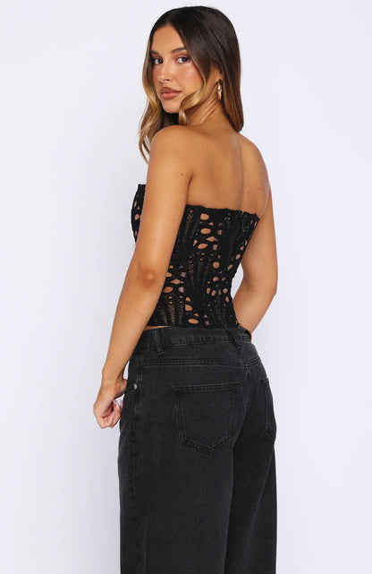 So Much To Say Strapless Bustier Black